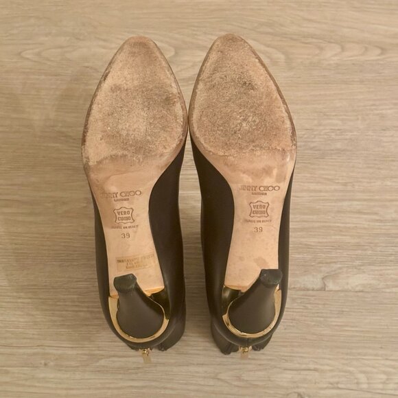 JIMMY CHOO Bella Calf Leather Black Booties with Gold Heel - EU 39 - Picture 9 of 12